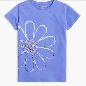 Crewcuts Factory Girls’ purple sequin daisy tee Size 4-5 (XS)